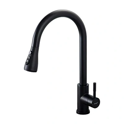 Image de Ibergrif Robinet Cuisine 360 Pivotant Douchette Extractible, Mitigeur Évier Acier Inoxydable Noir Chromé, 3 Modes de Pulvérisation, Économie d&#039;Eau,M22136B