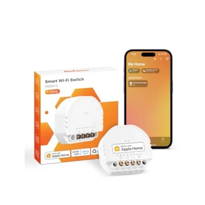 Image de Interrupteur Connecté WiFi (FIL NEUTRE REQUIS), Compatible avec Apple HomeKit, Alexa, Siri et Google Home, 10A Mural Commande Vocale, Contrôle à Distance Fonction du Temps