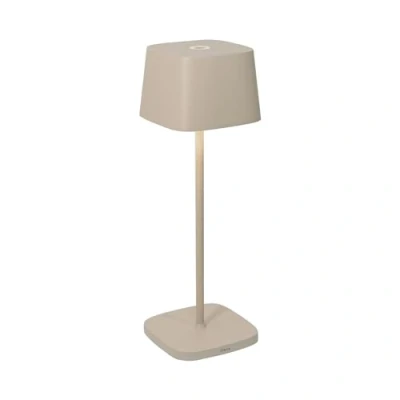 Image de Zafferano, Lampe Ofelia, de Table Rechargeable et Sans Fil avec Contrôle Tactile, Utilisable également comme d&#039;Extérieur, Dimmer 2200 3000 K, Hauteur 29 cm, Couleur Sable