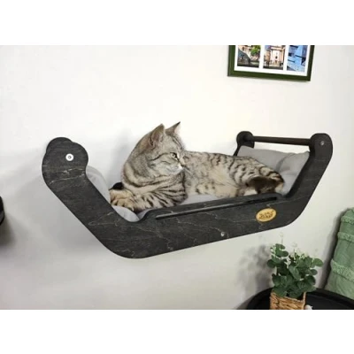 Image de Lit pour chat mur d&#039;escalade Accessoires Escalier Éléments muraux chats Ensemble (couleur foncée)