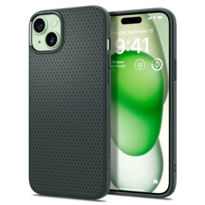 Image de Coque Apple iPhone 15 Silicones et TPU (doux) Spigen silicone/Coque Étui téléphone Vert Shockproof