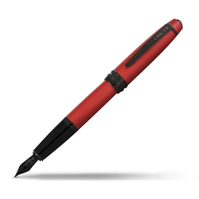 Image de Cross Bailey Stylo plume laqué rouge mat avec attributs PVD noir poli Pointe extra fine