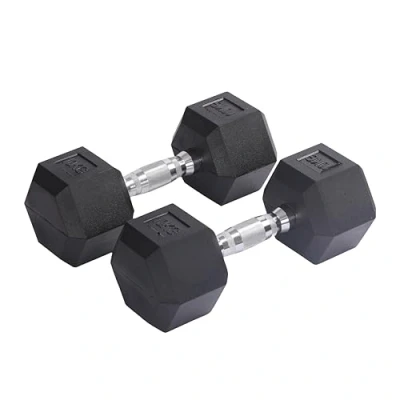 Image de Endless Pair of 10 Kg (2 * 22 LB) Hexagon Rubber Coated Dumbbell Black Material: Iron and Perfect for Bodybuilding, Fitness, Weight Lifting Training at Home or Gym