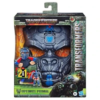 Image de Transformers: Rise of the Beasts, masque convertible Optimus Primal 2 en 1 avec mode figurine de 22,5 cm, dès 6 ans
