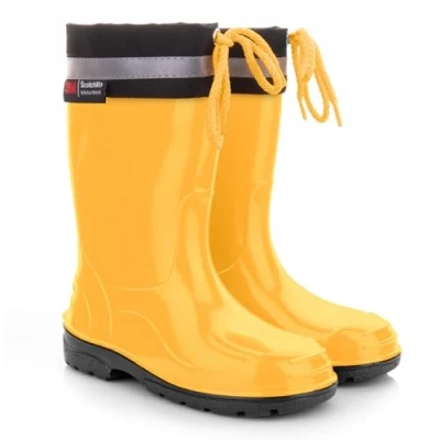 Image de Lemigo Bottes de Pluie pour Enfants Filles et Garçons Chaussures à Lacets 20 35 EU (Jaune, Système Taille EU, Enfant moins 5 ans, Numérique, Moyen, 28)