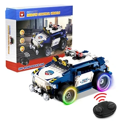 Image de WISE BLOCK JEU De CONSTRUCTION Voiture TÉLÉCOMMANDÉE JEEP Police Petite Télécommandée à Assembler 302 Pièces L19xl12xh10Cm Jouet Enfant À Partir 8 Ans