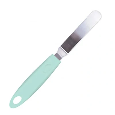 Image de Scrapcooking 5178 Scrap Cooking Mini Spatule Coudée INOX 21 cm Ustensile Pâtisserie Gâteau Cuisine Accessoire Cake Design Chocolat Glaçages Vert d’Eau