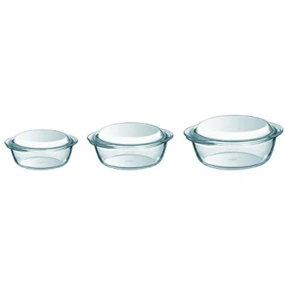 Image de Pyrex 912S637/5042 Essentials Lot de 3 cocottes en verre 1,4L/2,1L/3L