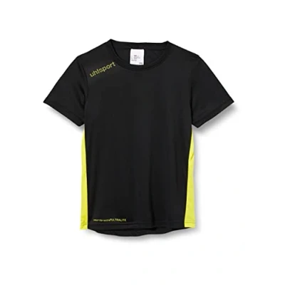 Image de uhlsport Essential T Shirt Mixte Enfant, Noir/Limonène Jaune, FR : XXS (Taille Fabricant 116)
