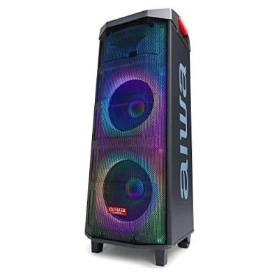 Image de Aiwa KBTUS 710 : système Audio TWS avec 900 W de Puissance et éclairage Frontal RVB Complet (Bluetooth, Haut parleurs 10 Pouces Technologie Hyperbass, USB, Micro SD, Microphones Inclus). Couleur