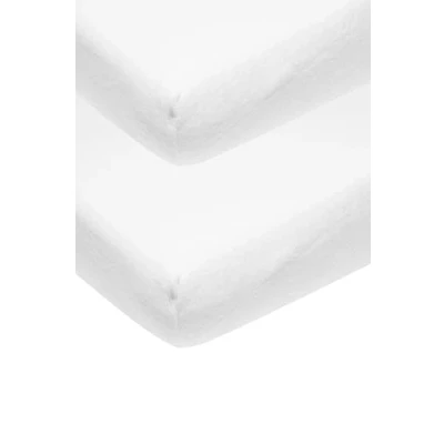 Image de Meyco Baby Uni Molton Stretch Drap de lit 2 pièces (protège Matelas imperméable, Extra Extensible et Respirant, 80% Coton, Taille : 70 x 140 cm), Blanc