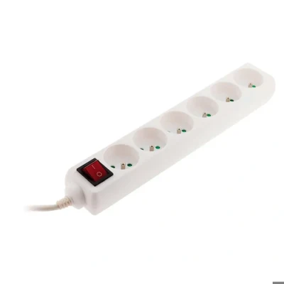 Image de Bloc 6 prises 16A 2P+T avec interrupteur blanc Zenitech