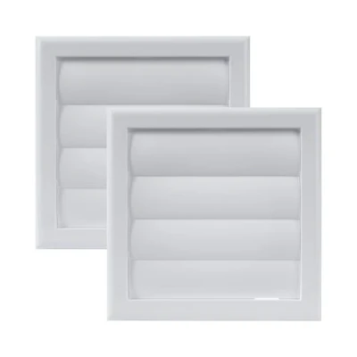 Image de Vent Systems Lot de 2 couvercles d&#039;aération 10,2 cm (19,1 x 19,1 cm) Blanc Hotte sèche linge Couvercle conduit à persiennes Capuchon capot Grille