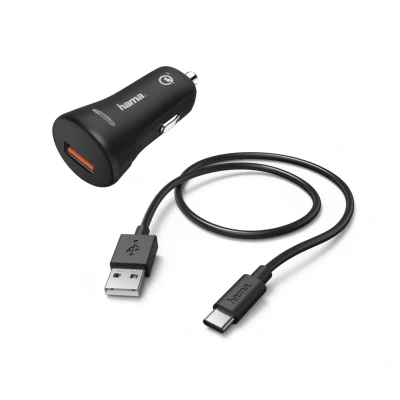 Image de Hama Kit charge allume cigare, USB Type C, QC 3.0, 3 A, noir