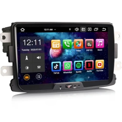 Image de 8 Core Pouces Android 13 Autoradio pour Renault Dacia Duster Sandero Dokker Support GPS Sat Nav Carplay Auto DSP Bluetooth WiFi Dab + TPMS 4GB RAM 64GB ROM