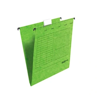 Image de Falken Lot de 5 dossiers suspendus UniReg. Fabriqué en Allemagne. carton recyclé pour format A4 ouvert sur le côté vert Ange bleu idéal rangement des feuilles vrac au bureau et