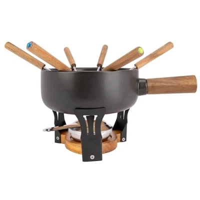 Image de Cosy &amp; Trendy Service à Fondue en Grès + 6 Fourchettes, noir, D20,5 cm