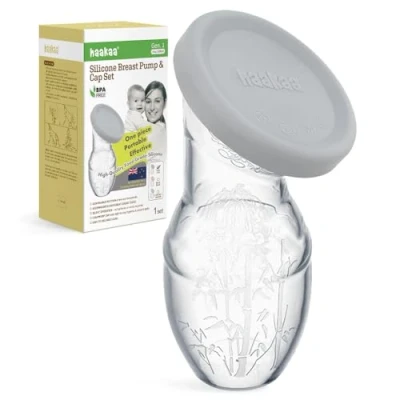 Image de haakaa 100 ML Tire Lait en Silicone Avec Couvercle, Transparent Manuel, Recueil Lait, Sain et Inoffensif, Sauvez Chaque Goutte de Maternel
