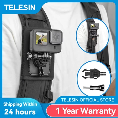 Image de TELESIN 360 Boucle rotative Double crochet en J, sac à dos dégagement rapide, support de sangle d&#039;épaule pour GoPro Hero Insta360 DJI OSMO Action