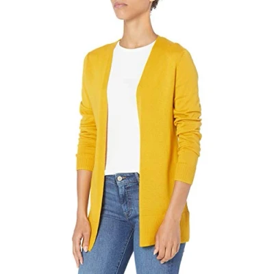 Image de Amazon Essentials Gilet Ouvert sur Le Devant Léger (Grandes Tailles Disponibles) Femme, Or, XS