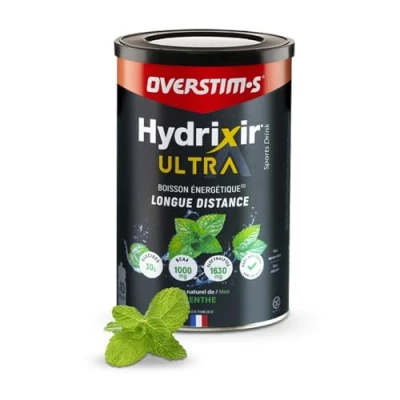 Image de Overstim.s Boisson énergétique Hydrixir Ultra (400g) 3 sources de glucides 4 électrolytes 6 vitamines BCAA + Glutamine Bicarbonate sodium Saveur peu sucrée Menthe