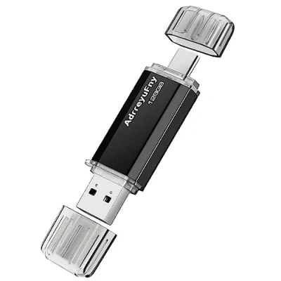 Image de Clé USB C 128 Go Type 2.0 Flash Drive 2 en 1 avec capuchon lumière LED pour Smartphones, Tablettes, PC, etc. Stockage externe de données