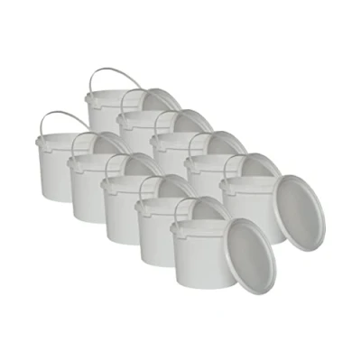 Image de Nipter Seau en Plastique de qualité Alimentaire avec Couvercle, Blanc, 100% recyclables, 5L x 20 pièces