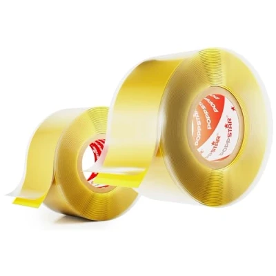 Image de POPPSTAR 2x 3m ruban en silicone auto fusionant (auto amalgamant, vulcanisant), isolant et bande d&#039;étanchéité (eau, air), 25 mm de large, jaune