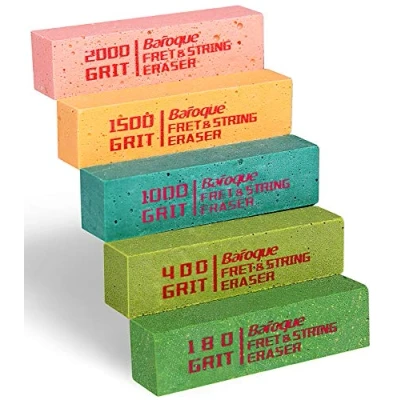 Image de Baroque Gomme Frettes Guitare, Polissage de Nettoyage Frette, Kit d’outils Frettes, Nettoyer les Frettes/Cordes/Métal, Ensemble 5 (180&amp; 400&amp; 1000&amp; 1500&amp; 2000 grains)
