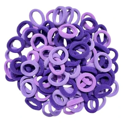 Image de Cooetr Elastique Cheveux Fille, 100 Pièces Elastiques Cravates, Mini Chouchou de Queue Cheval Doux Bandes Multicolores pour Filles Bébé Enfants (Violet)