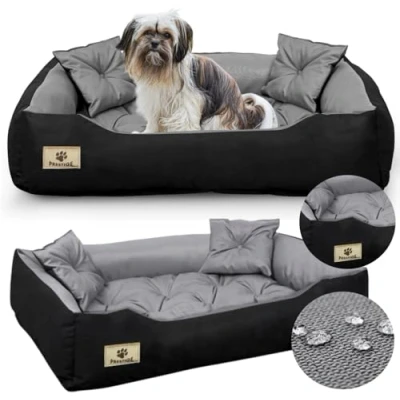 Image de KING DOG Lit pour Petits Chiens S 55x45 cm Coussin imperméable Chien Canapé adapté au Lavage Moelleux et Douillet, Super Doux Made in EU Gris