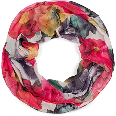 Image de styleBREAKER foulard loop pour femmes avec motif floral coloré, léger d&#039;été multicolore 01016217, couleur:Rouge vert