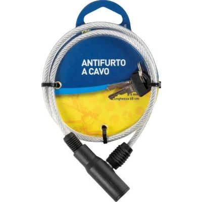 Image de Antivol de câble vélo en acier transparent revêtu PVC dimètre 6 mm et longueur 650 avec serrure