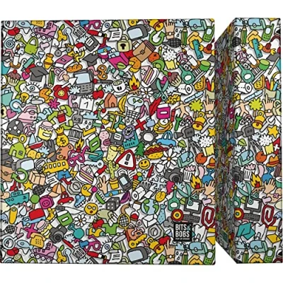 Image de Grafoplás Classeur scolaire A4 4 anneaux mixtes 40 mm Collection Bits&amp;Bobs Pop Up Design Icons Certifié FSC