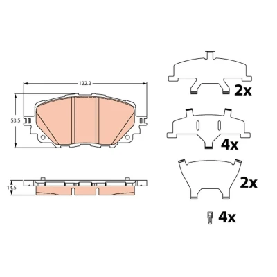 Image de TRW GDB2285 Jeu de plaquettes frein avec indicateur d&#039;usure accessoires MAZDA: MX 5 IV, FIAT: 124 Spider, ABARTH: Spider