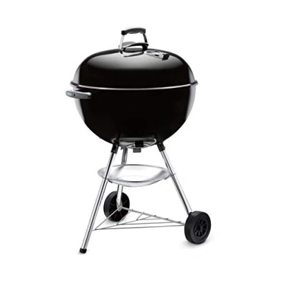 Image de Weber Barbecue Grill à Charbon Bar B Kettle, 57 cm avec Couvercle, Support Trépied et Roues Appareil de Cuisson d&#039;Extérieur Autoportant Vasque en Porcelaine Émaillée Noir (1331004)