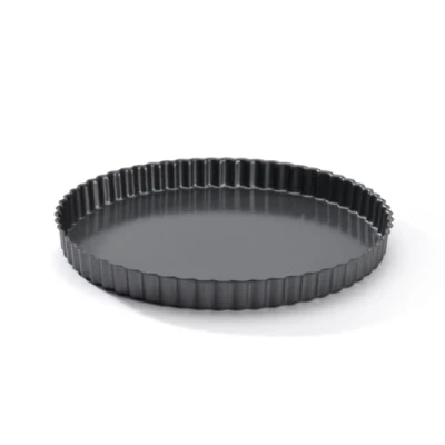 Image de De Buyer Moule à tarte rond Canelée en acier antiadhésif Diamètre 28 cm , Noir