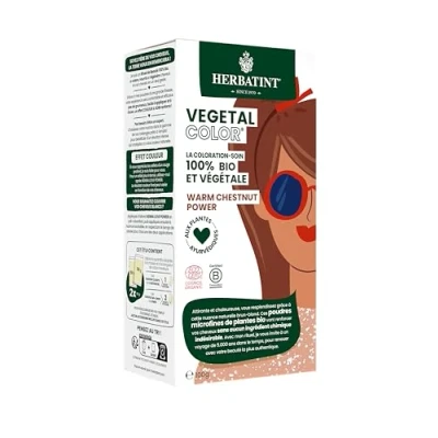 Image de Herbatint Vegetal Color Coloration végétale 100% naturelle et bio, WARM CHESTNUT POWER Châtain Chaud 100 grammes