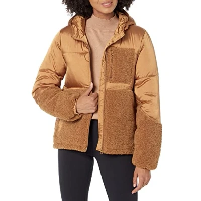 Image de Amazon Essentials Veste Doudoune Sherpa Femme, Fauve Foncé, M