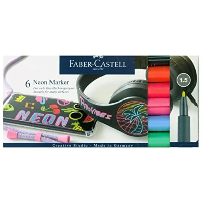 Image de Faber Castell 160806 Neon Marker, marqueur de mise en page, étui 6 multi marqueurs