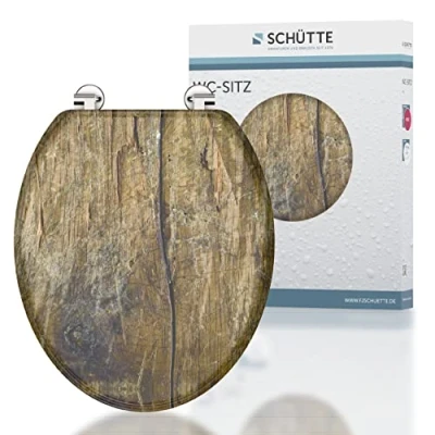 Image de SCHÜTTE SOLID WOOD 80024, Abattant WC avec noyau en bois (MDF), motif imprimé sur 3 faces, compatible la majorité des cuvettes
