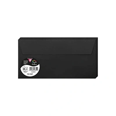 Image de Clairefontaine 5835C Paquet de 20 Enveloppes Auto Adhésives Format DL 11x22cm 120g/m² Coloris Noir Invitation Evènements et Correspondance Gamme Pollen Papier Premium Lisse