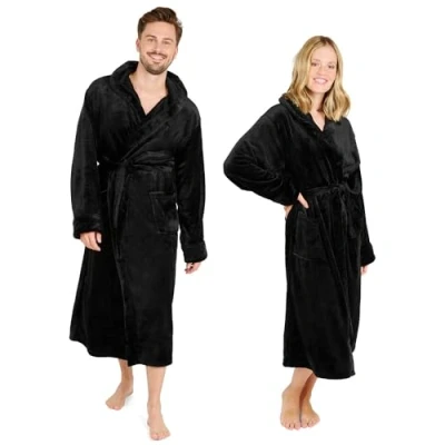 Image de Blumtal Pape de bain femmes et hommes peignoir en polaire doux moelleux avec capuche &amp; poches avant pratiques, certifié Oeko TEX®, taille XXXL, couleur noir
