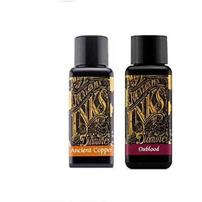 Image de Diamine Lot de 2 stylos à plume 30 ml Sang bœuf et cuivre ancien