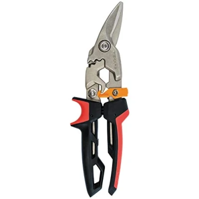 Image de Fiskars Cisaille Aviateur, Coupe à gauche, Jusqu&#039;à 40% de puissance en plus, Longueur 24,7 cm, Acier/plastique traité thermiquement, Noir/Vert/Orange, PowerGear, 1027209
