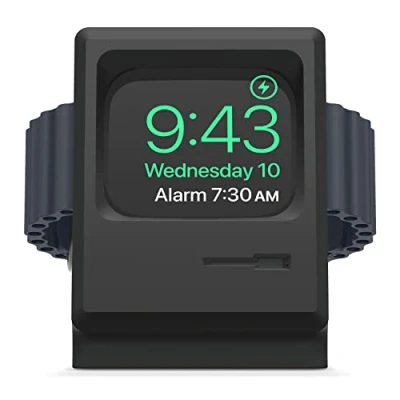 Image de elago Support Chargeur W3 Compatible avec Apple Watch Ultra2/Ultra, Séries 10/9/8/7/6/5/4/3/2/1/SE [49/46/45/44/42/41/40/38mm] Conception de Moniteur Classique, Mode Table Nuit (Noir)