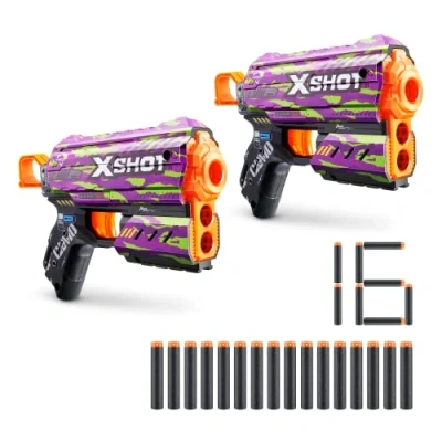 Image de X Shot Skins Flux Crucifer Lot de 2 (16 fléchettes), Blaster à Fléchettes en Mousse, Pistolet Jouet, Mousse Technologie Poche d&#039;air