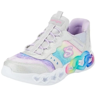 Image de Skechers Infinite Heart Lights Baskets basses silver/multicoloured pour enfants, Taille: 27.5, Silver/multi coloured Matière synthétique / textile
