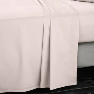 Image de Bianca Drap Plat Simple en Satin de Coton 400 Fils Rose poudré