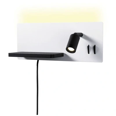 Image de Paulmann 71103 Applique LED Serra USB C 2700 K 650lm / 200lm 230V 5,5 1x2,6W gradable Blanc dépoli, Noir Mat Lampe de Lecture Murale, Métal, 5.5 W